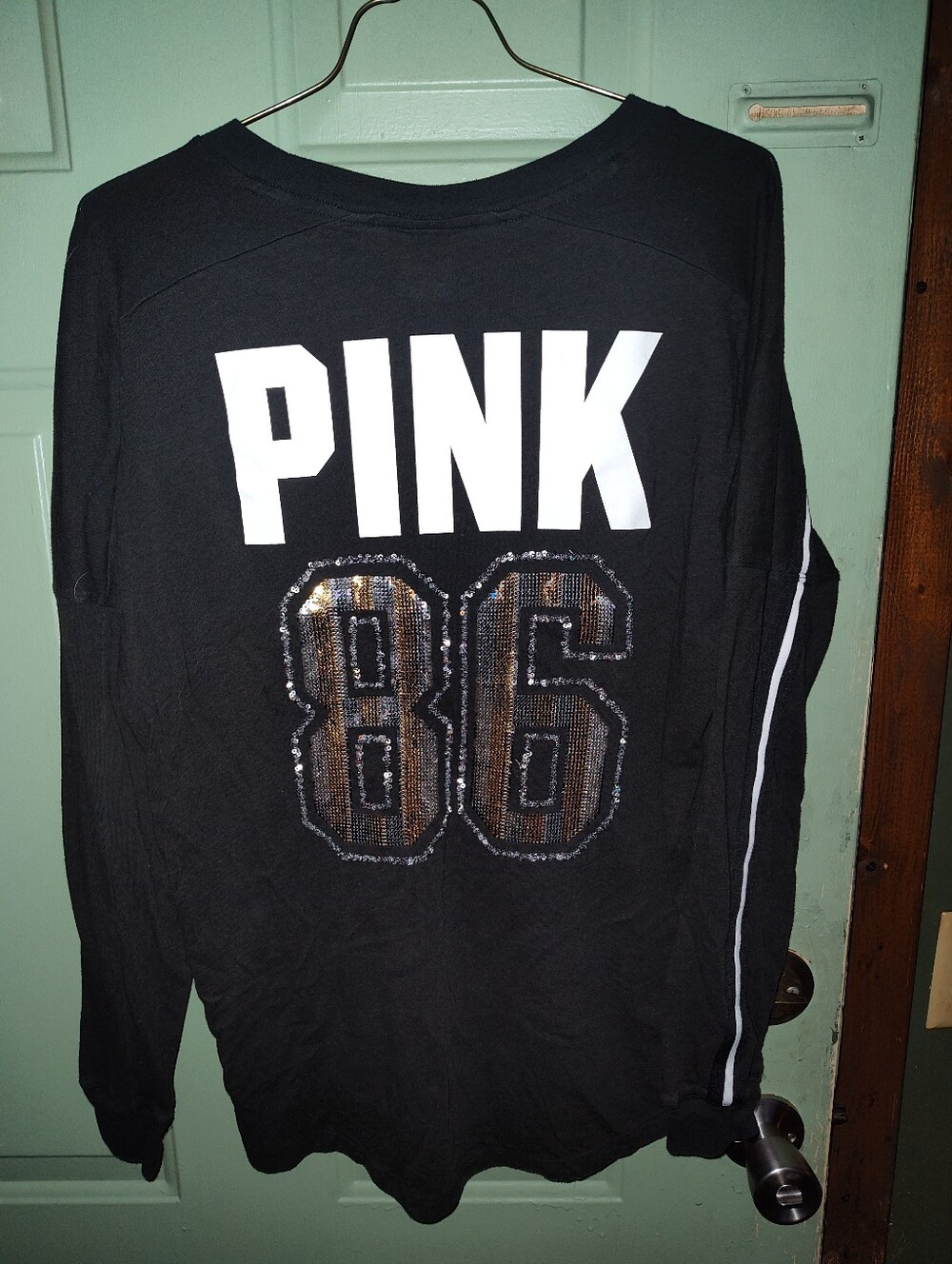 PINK Victoria's Secret Black Long Sleeve Top With Sequin 86